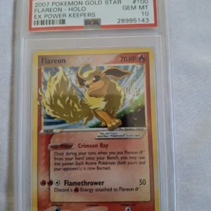 2007 Pokemon Flareon Gold Star Holo EX Power Keepers PSA 10 #100/108