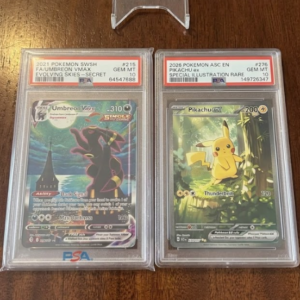 Umbreon VMAX 215/203 PSA 10 (#64547688) + Pikachu ex 276/217 PSA 10 (#149726347) both Gem Mint